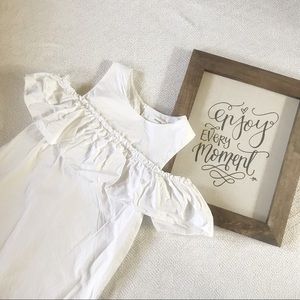 White Cold Shoulder Dress with Ruffle Detail